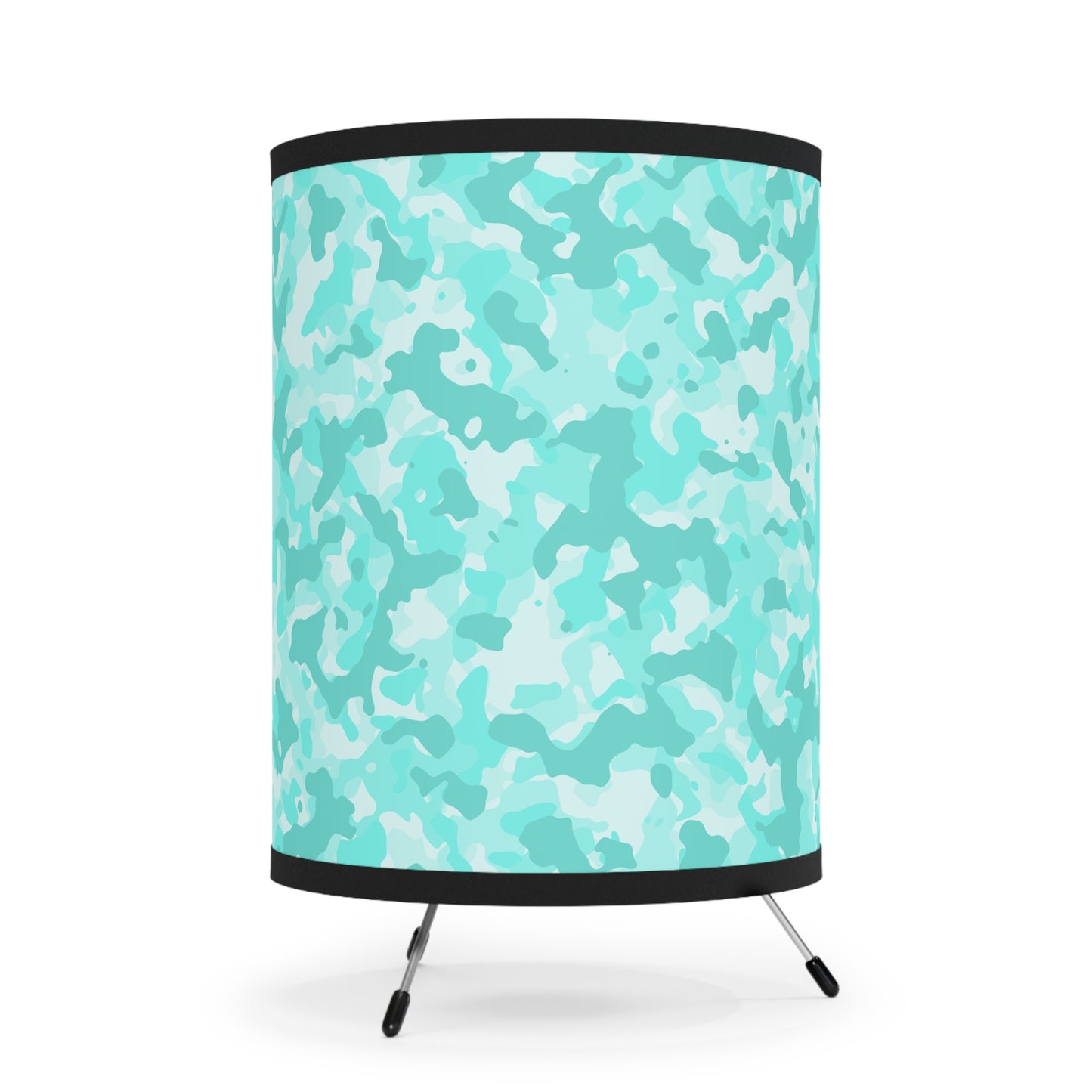 Modern Tripod Lamp with Aqua Camo Shade
