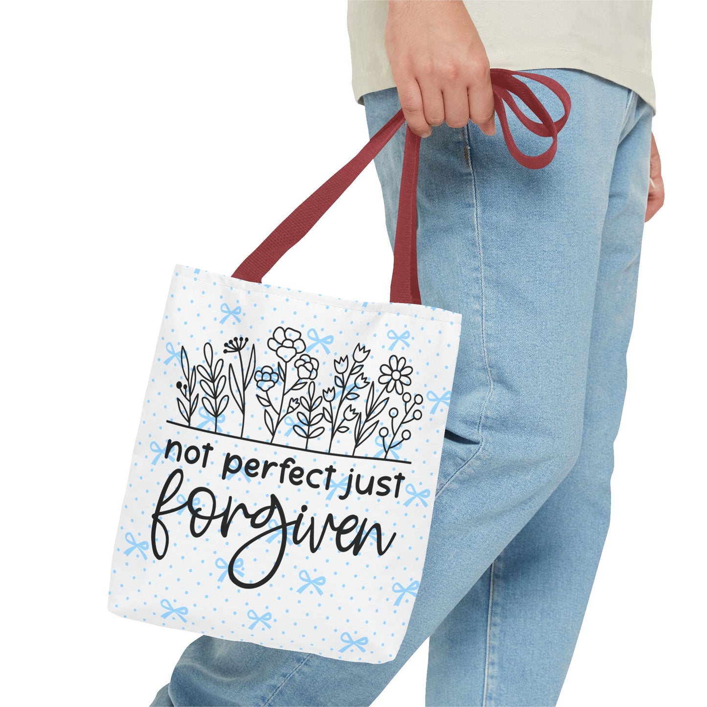 Not Perfect Just Forgiven Floral Tote Bag