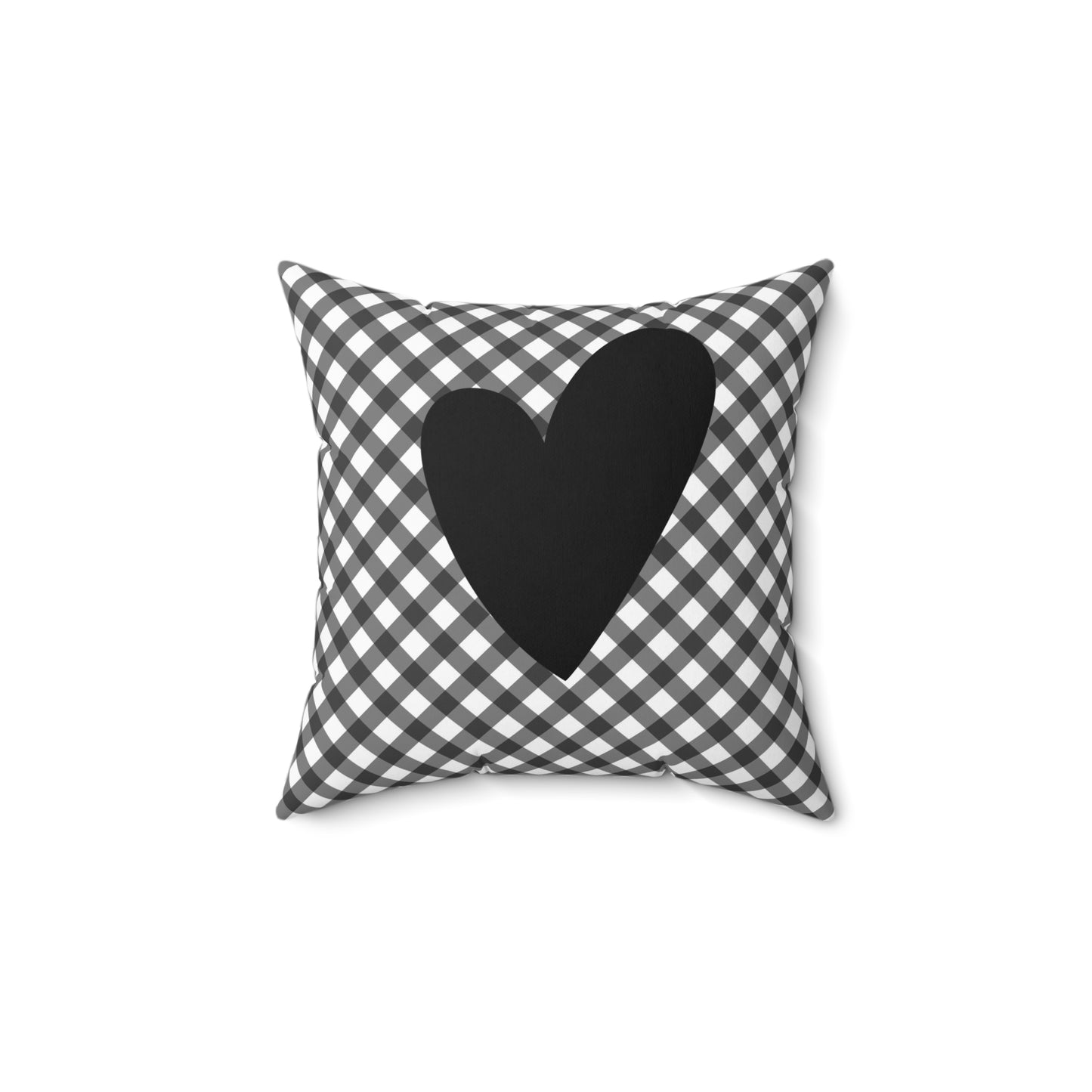 Black Heart Checkered Throw Pillow