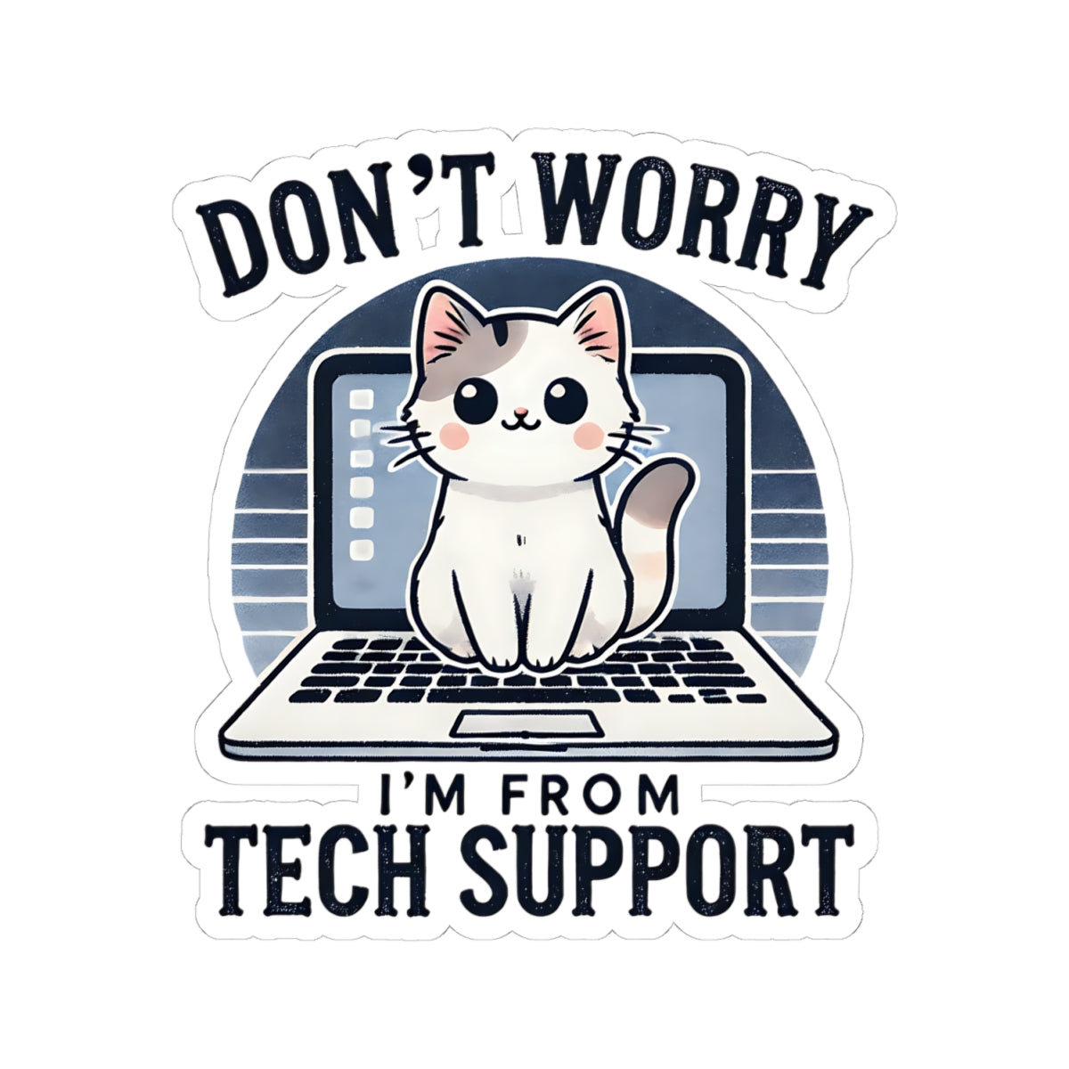 Whimsical Tech Support Cat Kiss-Cut Stickers