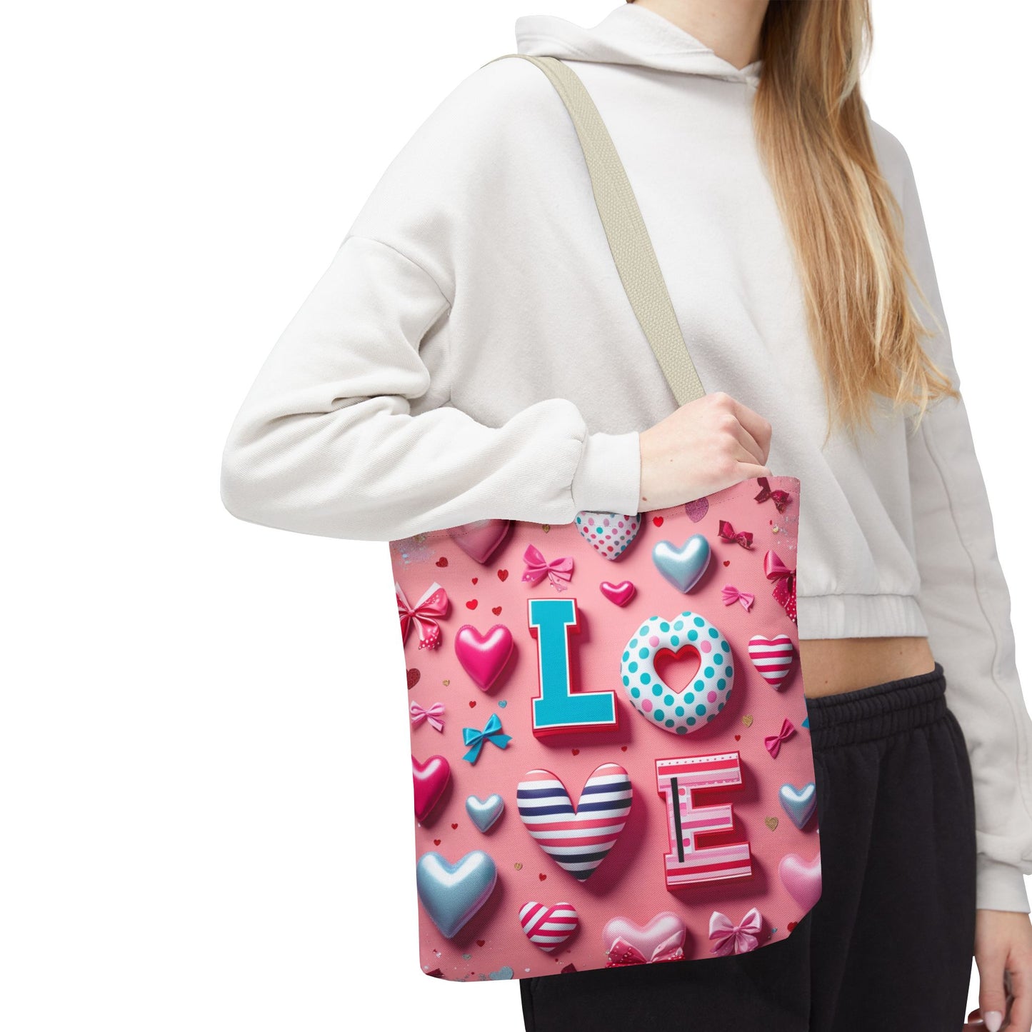 Colorful Love Hearts Tote Bag