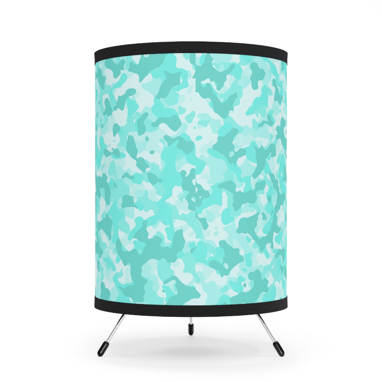 Modern Tripod Lamp with Aqua Camo Shade