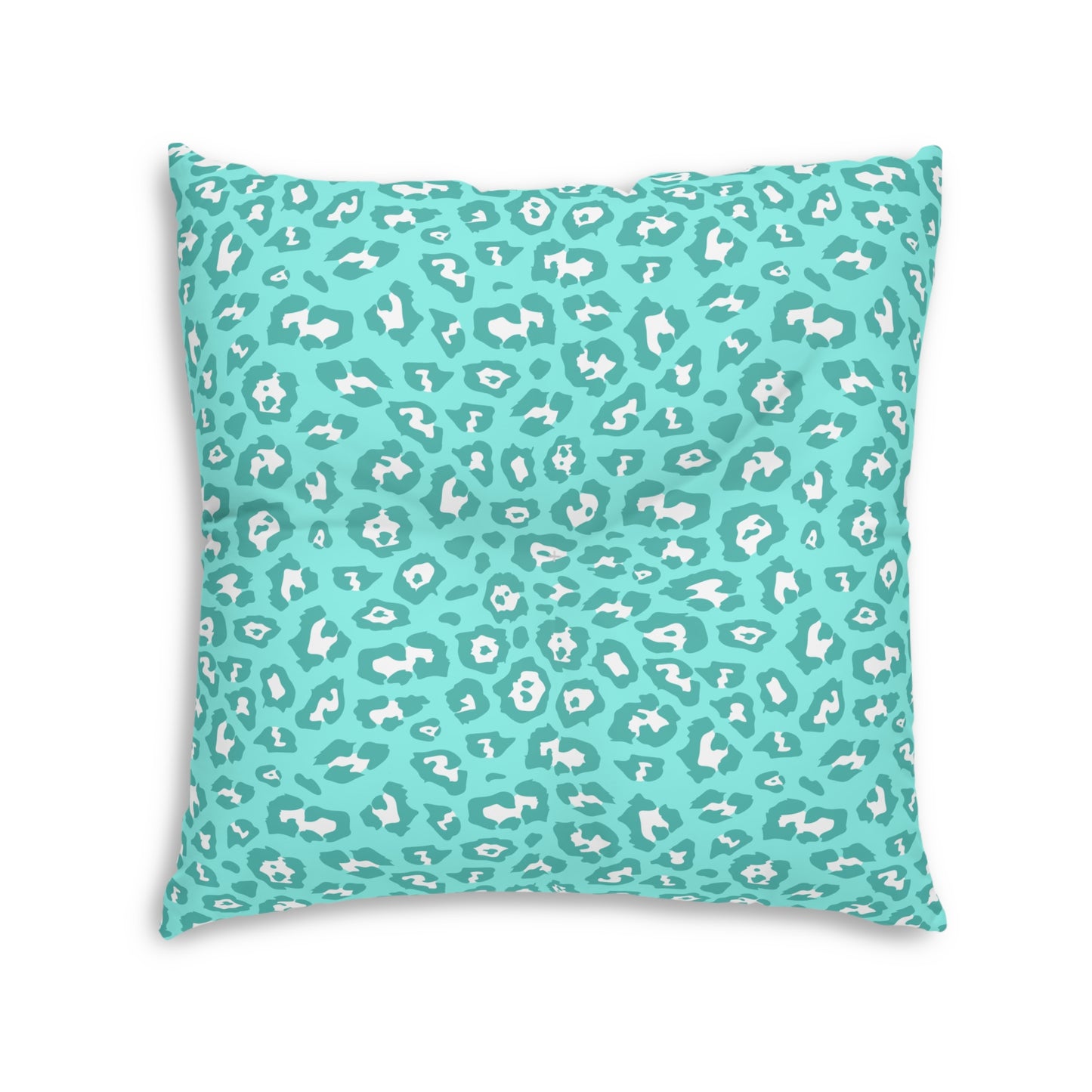 Turquoise Leopard Print Tufted Floor Pillow