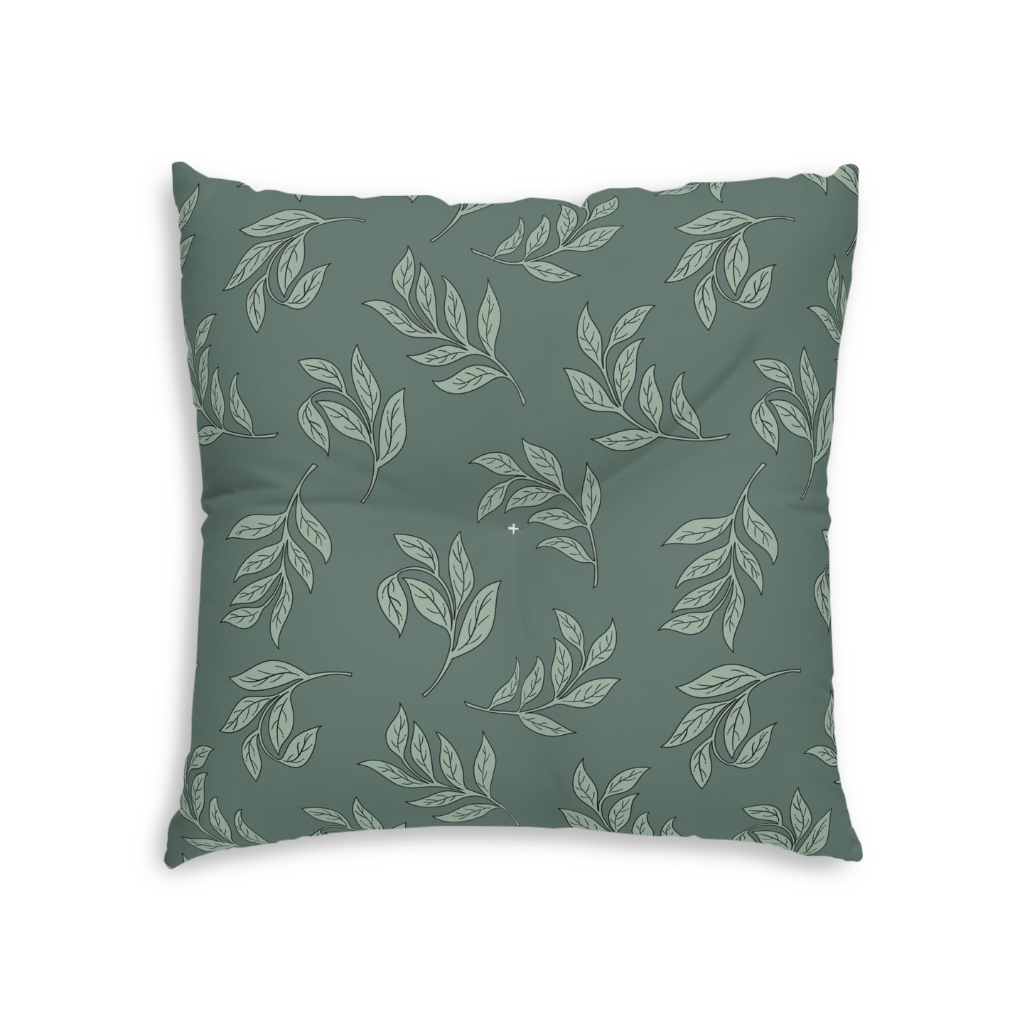 Cozy Green Leaf Tufted Floor Pillow