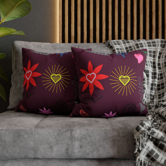 Colorful Love Design Square Pillowcase for Cozy Home Decor