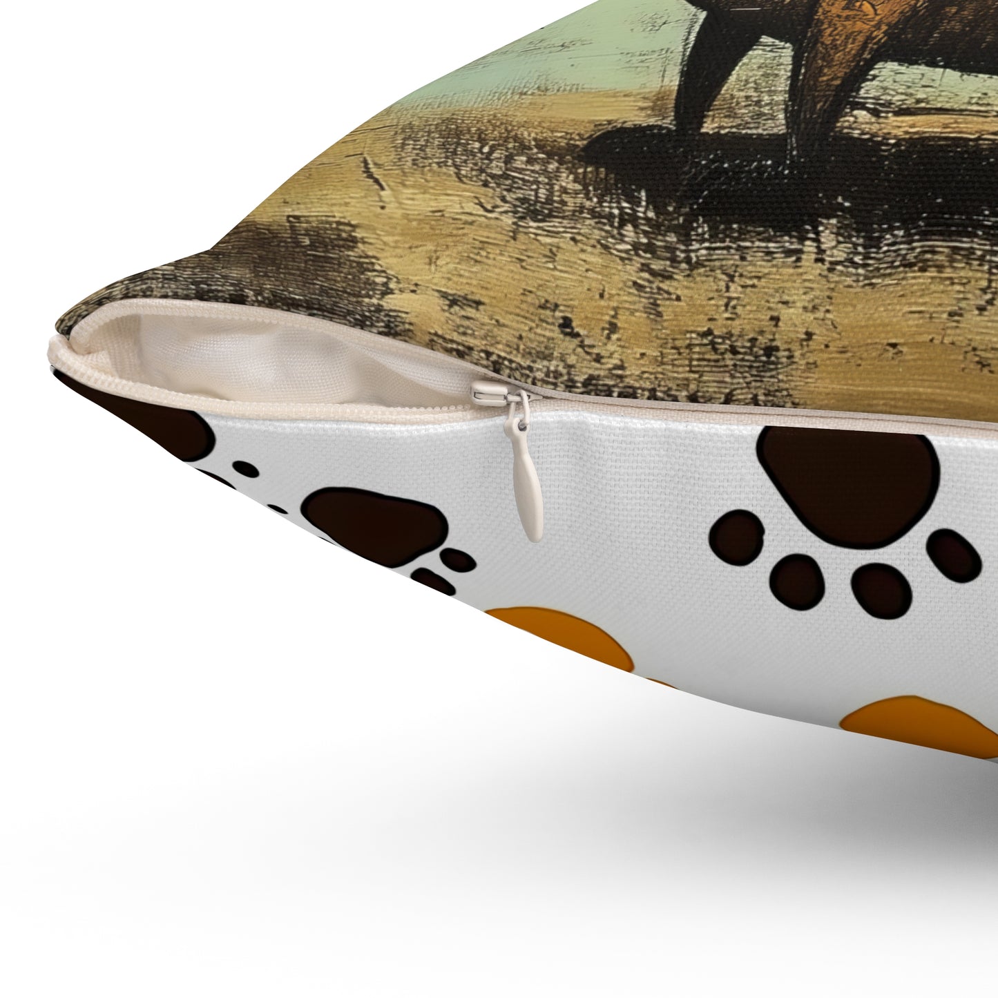 Whimsical Dog Print Square Pillow