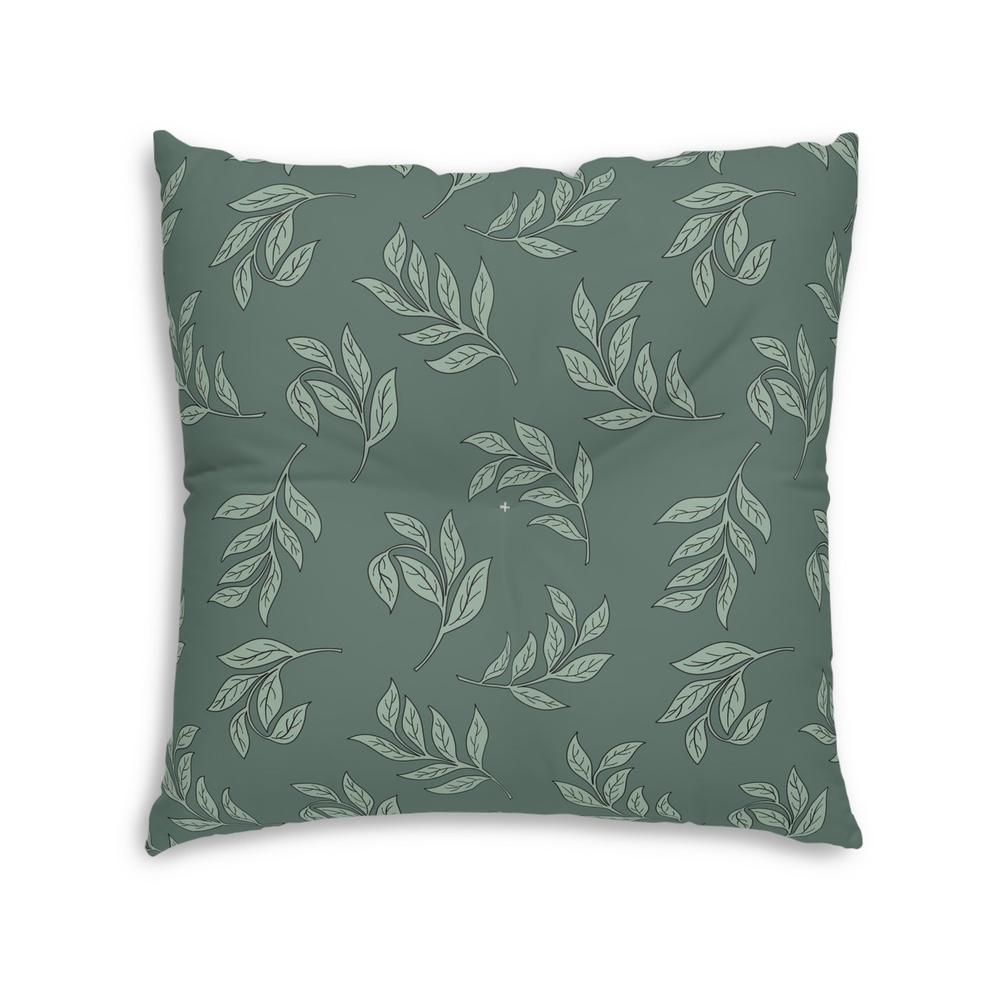 Cozy Green Leaf Tufted Floor Pillow