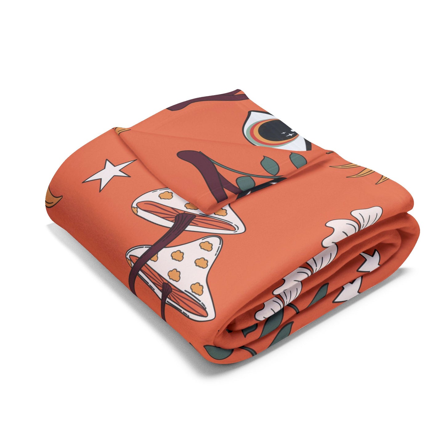 Cozy Boho Orange Fleece Blanket