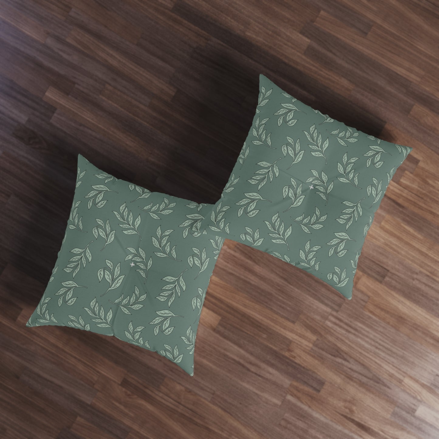 Cozy Green Leaf Tufted Floor Pillow