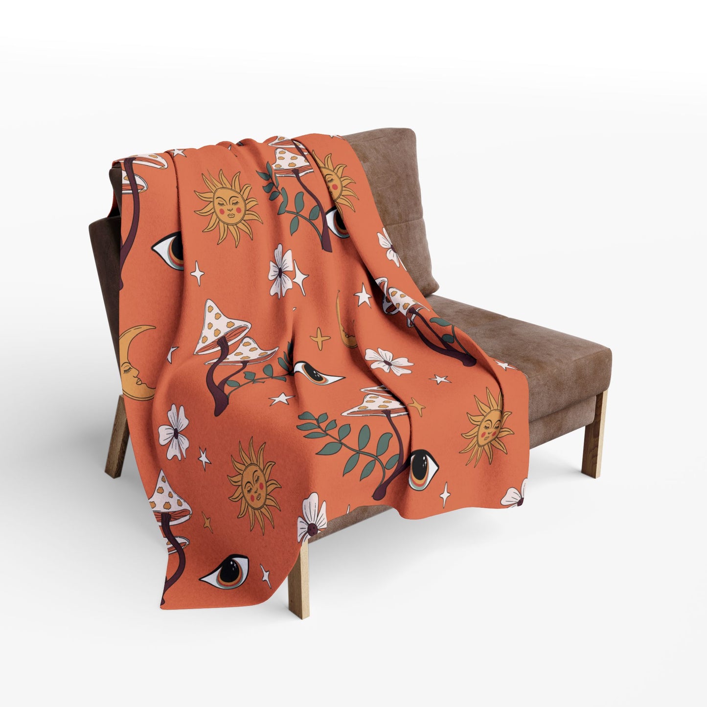 Cozy Boho Orange Fleece Blanket