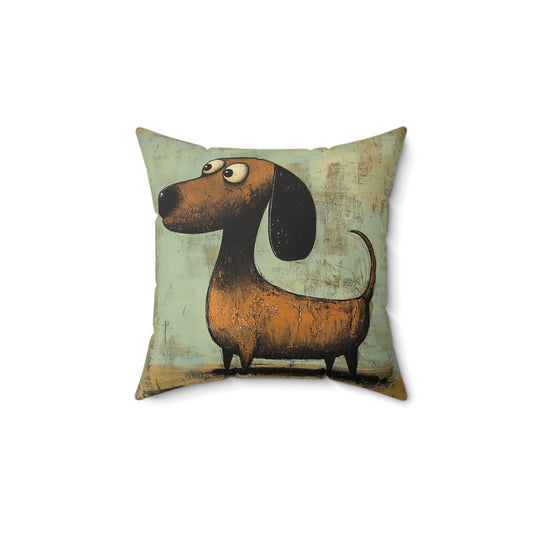 Whimsical Dog Print Square Pillow
