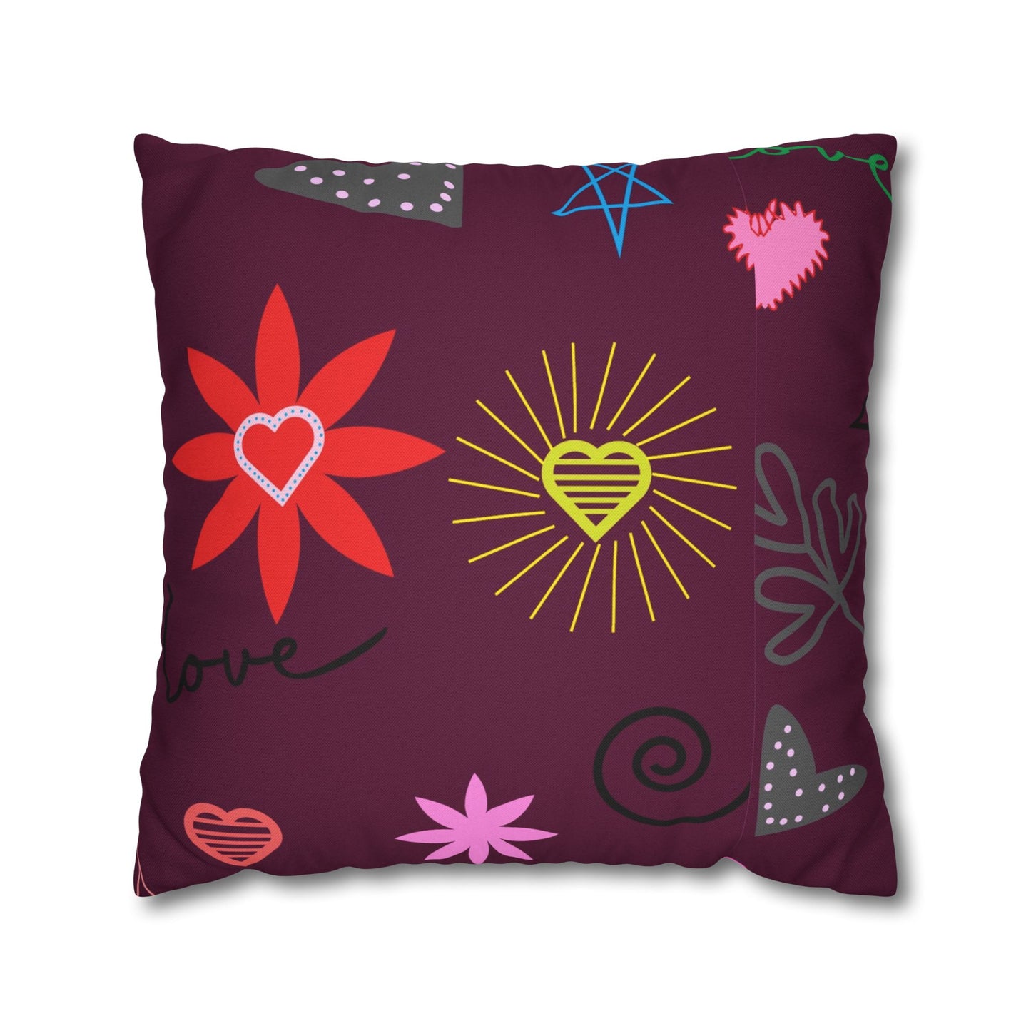 Colorful Love Design Square Pillowcase for Cozy Home Decor