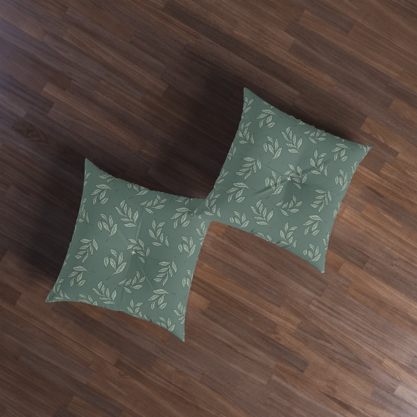 Cozy Green Leaf Tufted Floor Pillow