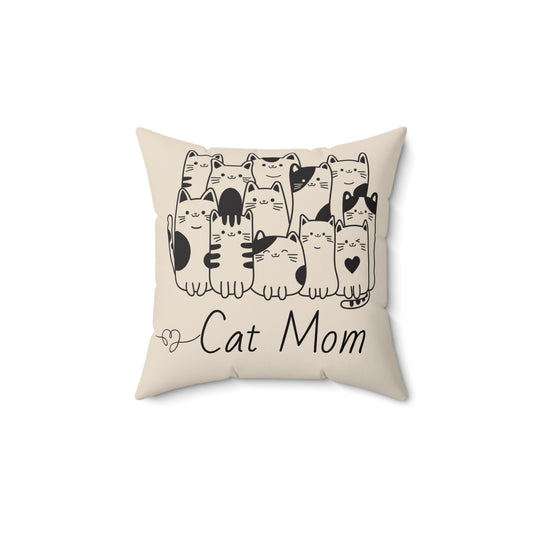 Cute Cat Mom Square Pillow