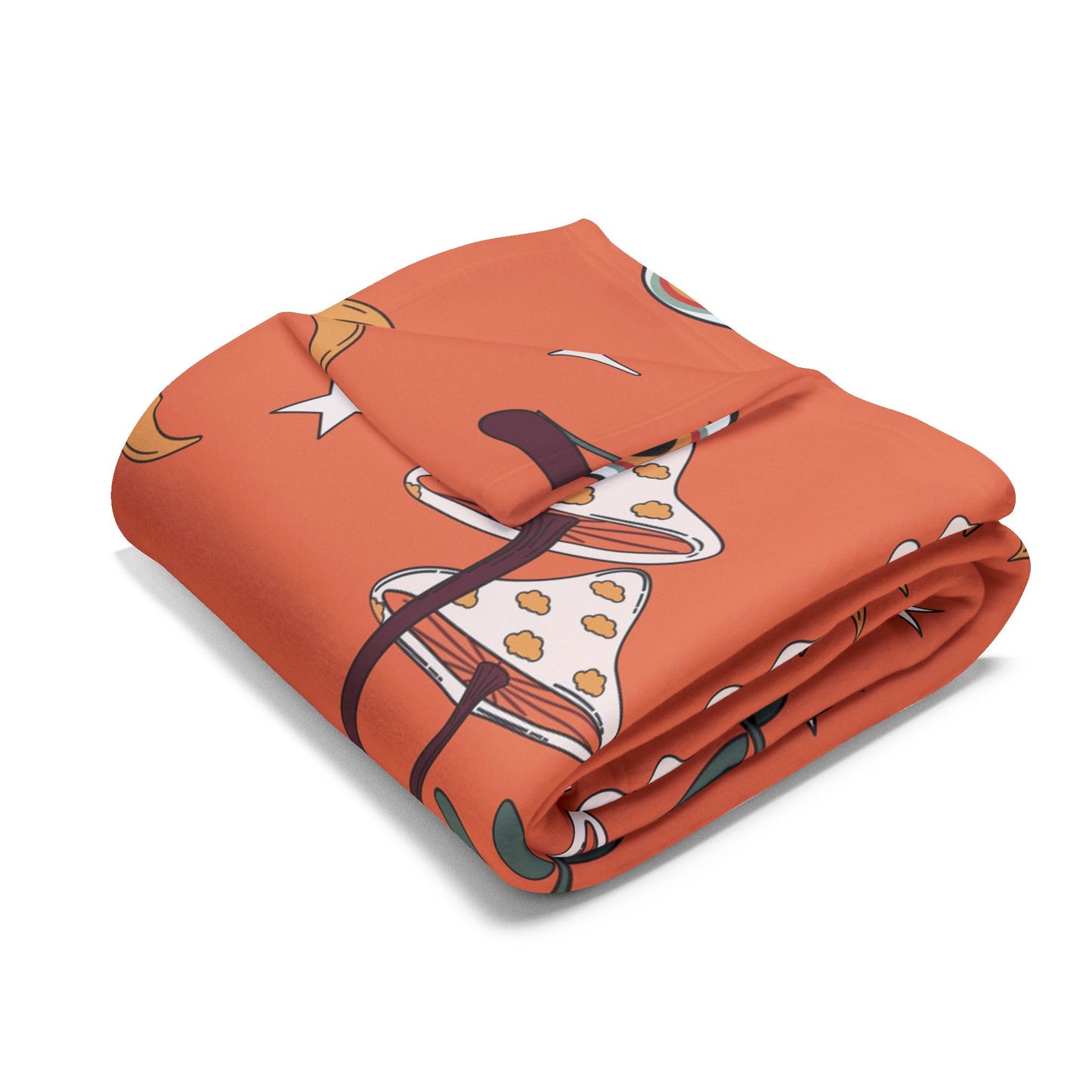 Cozy Boho Orange Fleece Blanket