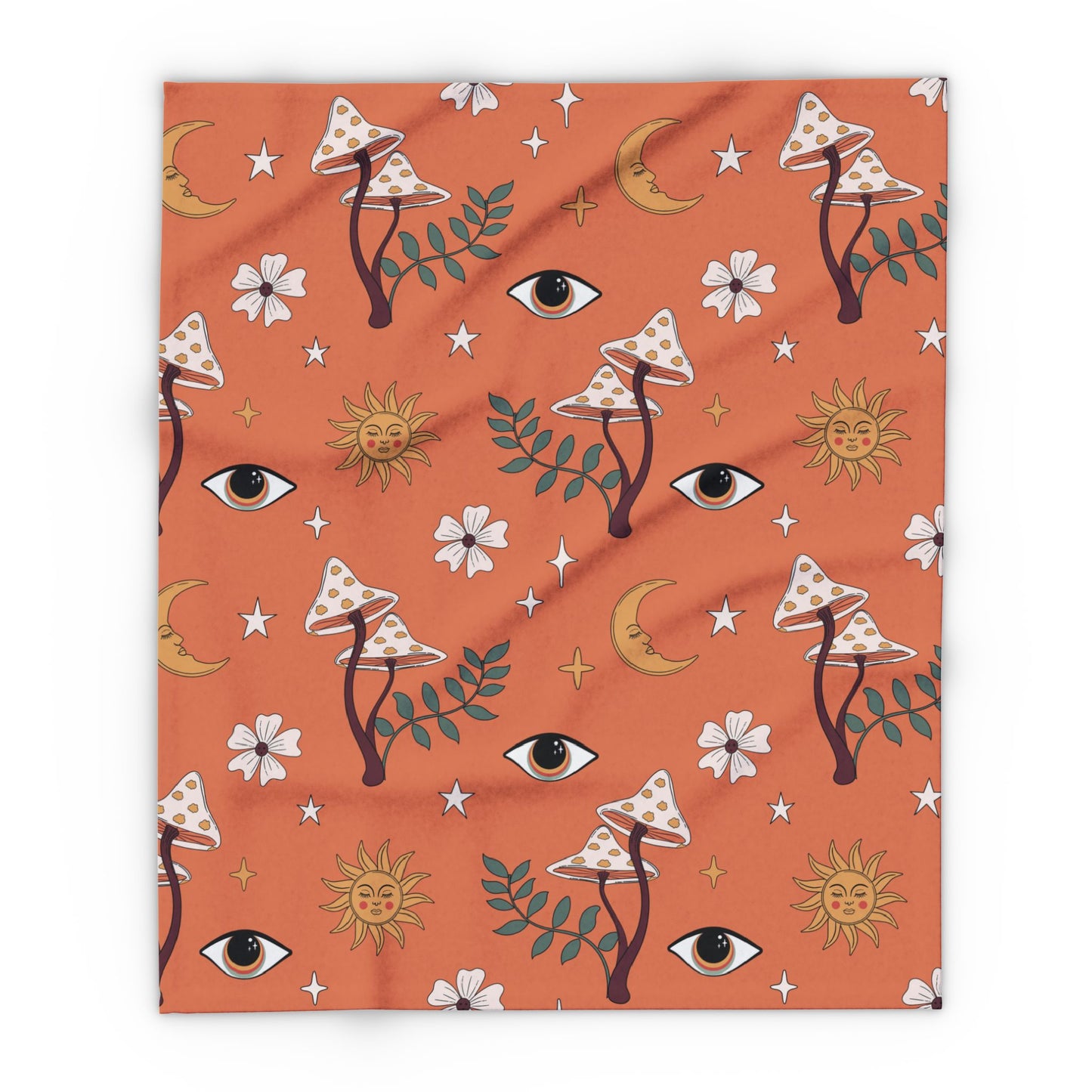 Cozy Boho Orange Fleece Blanket