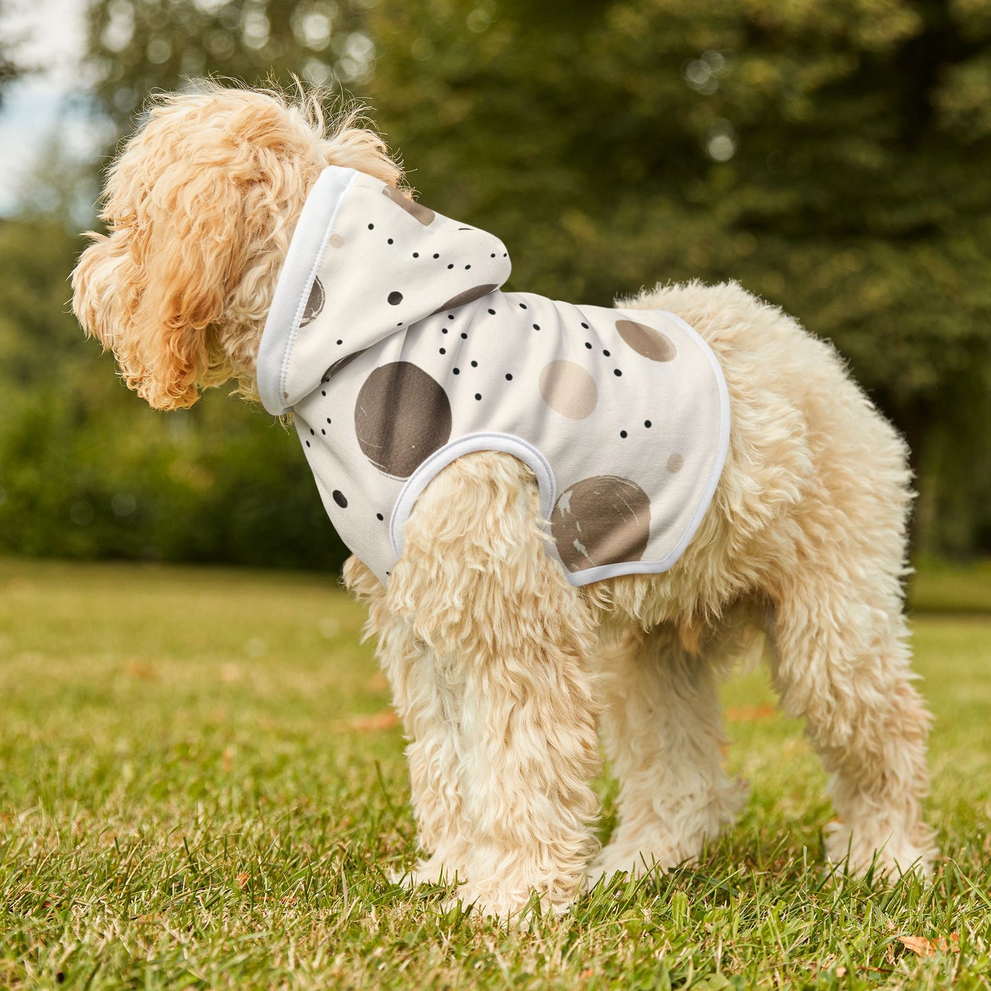Stylish Pet Hoodie with Abstract Polka Dot Design