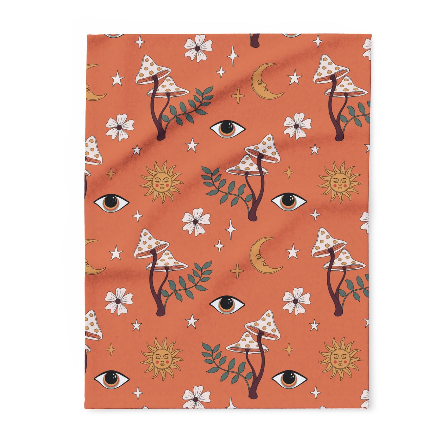 Cozy Boho Orange Fleece Blanket