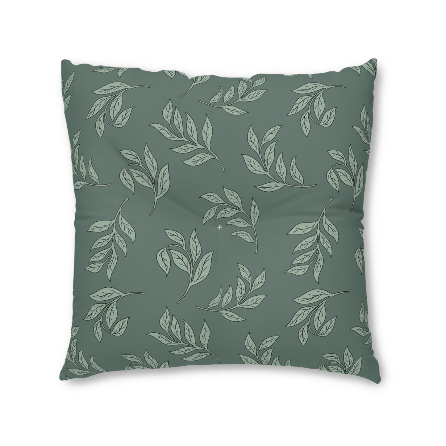 Cozy Green Leaf Tufted Floor Pillow