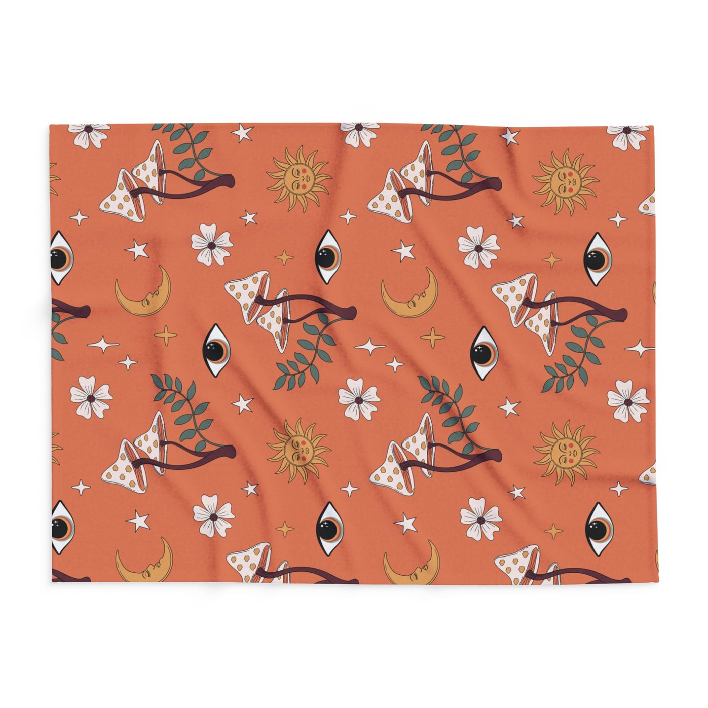 Cozy Boho Orange Fleece Blanket