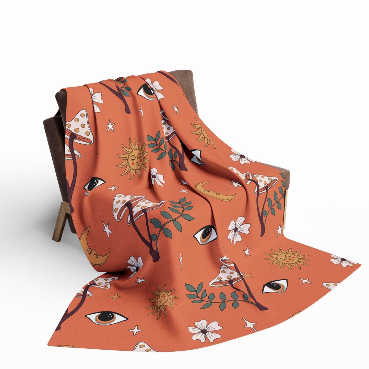 Cozy Boho Orange Fleece Blanket