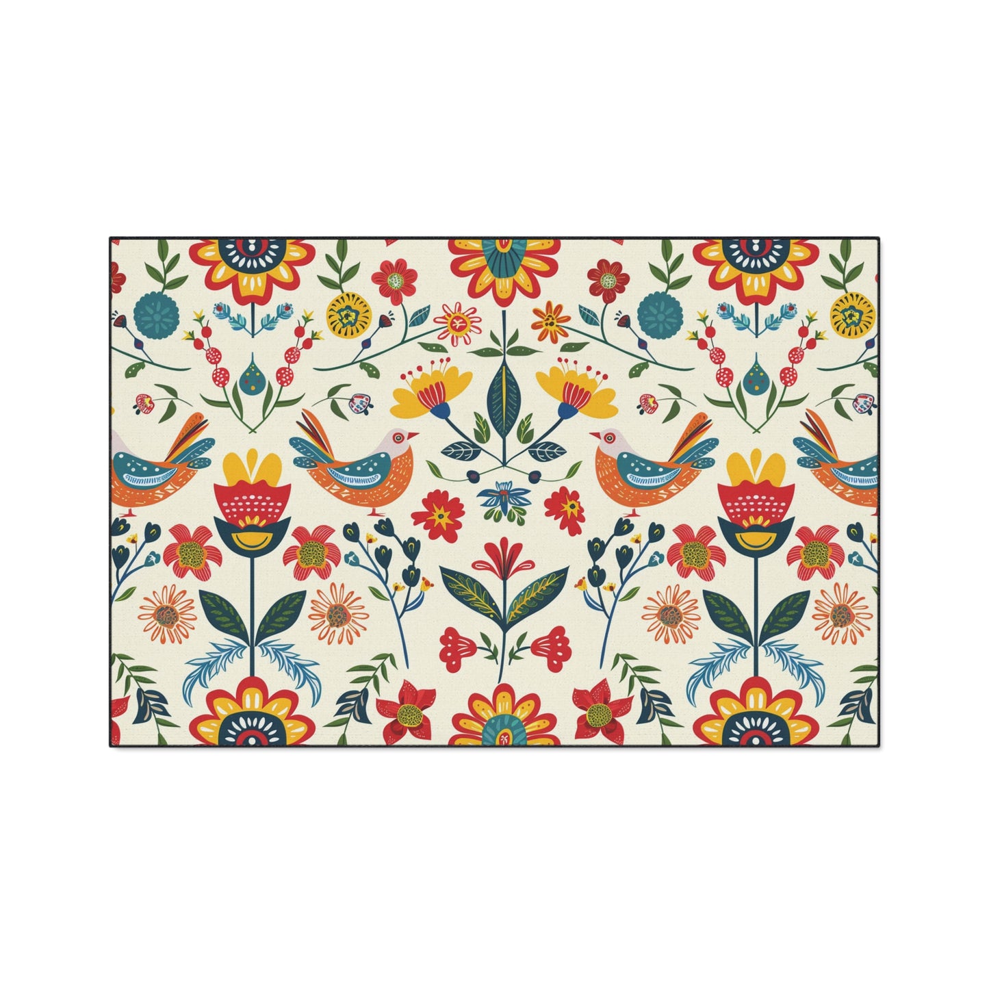 Vibrant Floral Bird Welcome Mat