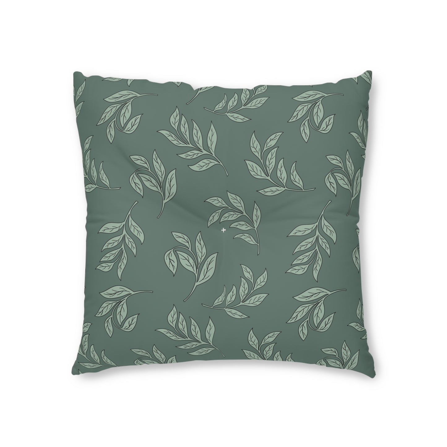 Cozy Green Leaf Tufted Floor Pillow