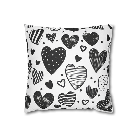 Black and White Heart Pattern Pillowcase