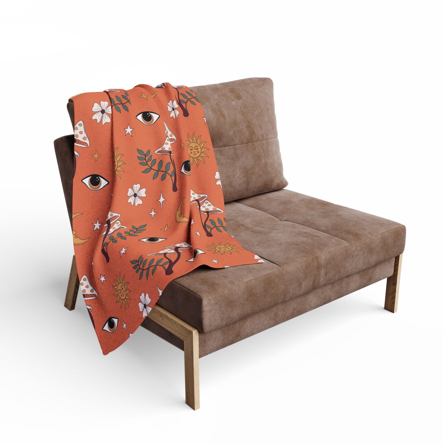 Cozy Boho Orange Fleece Blanket